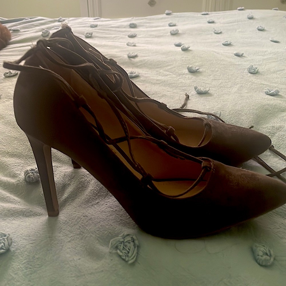 Athena Alexander Brown Suede Strappy Heels